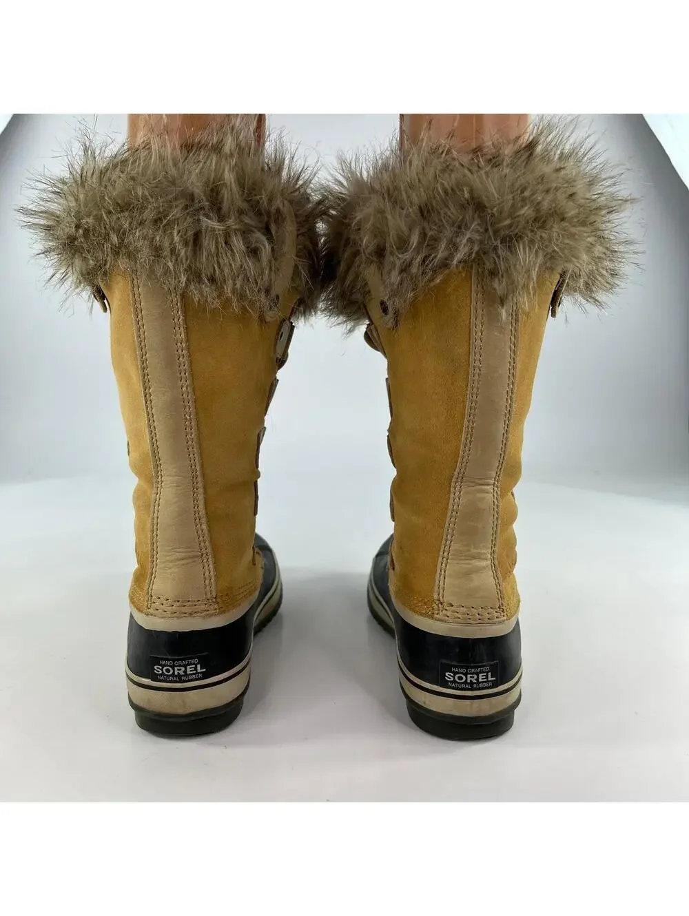 Sorel Joan of Arctic Fur Trim Winter Boots US 8 tan black waterproof Boot